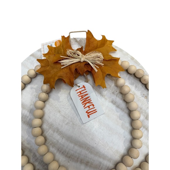 Wood Bead Pumpkin Decor Fall Harvest Thanksgiving Table Top Accent - Picture 2 of 4